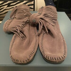 Minnetonka Suede Moccasins with Fringe